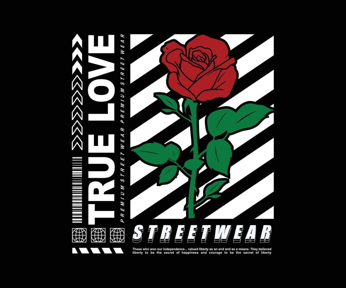 illustration futuriste conception de t-shirt fleur rose, graphique vectoriel, affiche typographique ou t-shirts vêtements de rue et style urbain vecteur