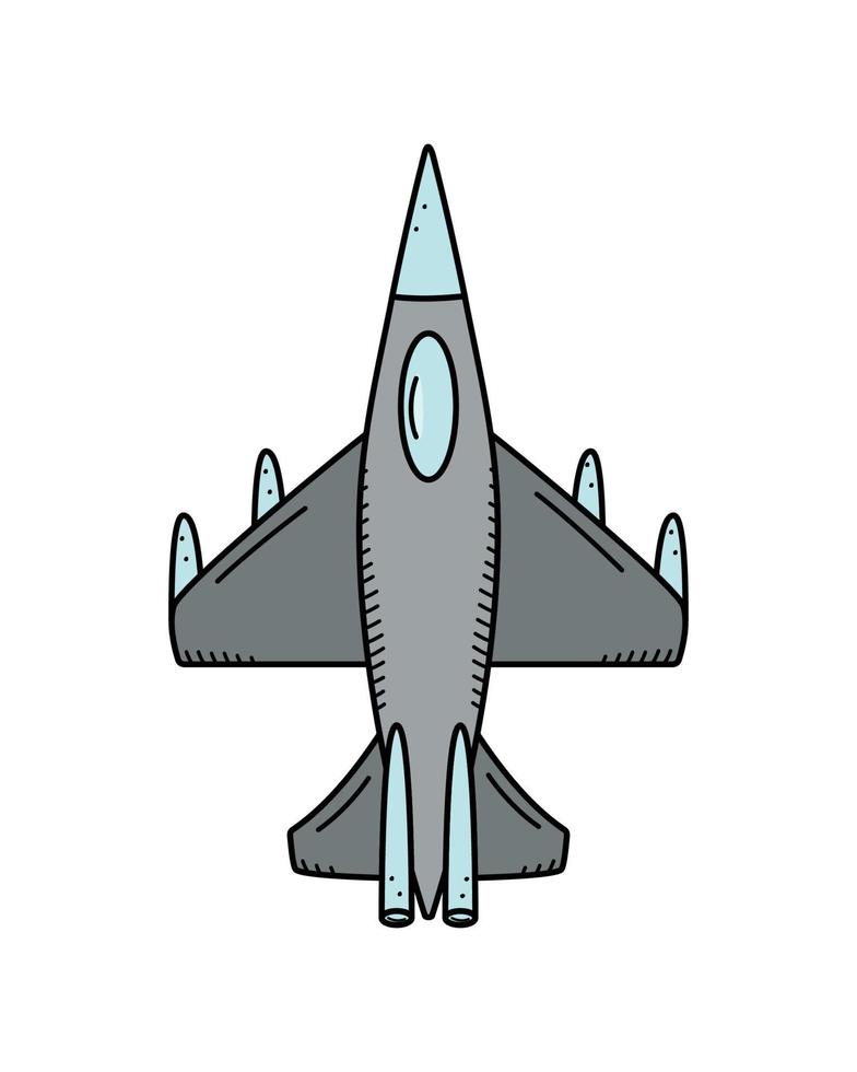 avion de chasse militaire, icône vectorielle de doodle. illustration vectorielle de matériel d'aviation de guerre. isoler sur blanc. vecteur