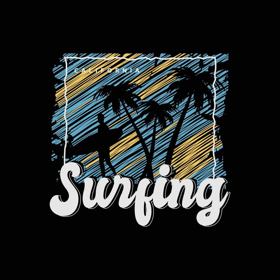 typographie d'illustration de surf en californie. parfait pour la conception de t-shirt vecteur