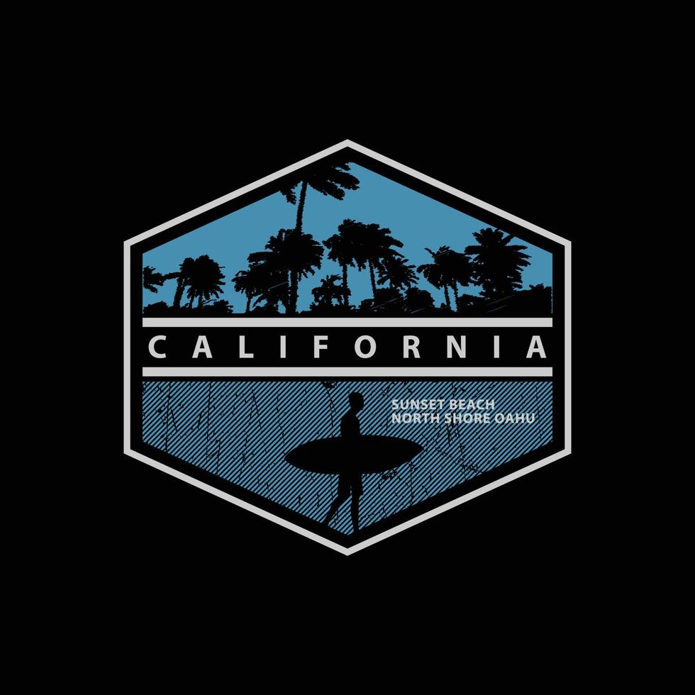 typographie d'illustration californienne. parfait pour la conception de t-shirt vecteur