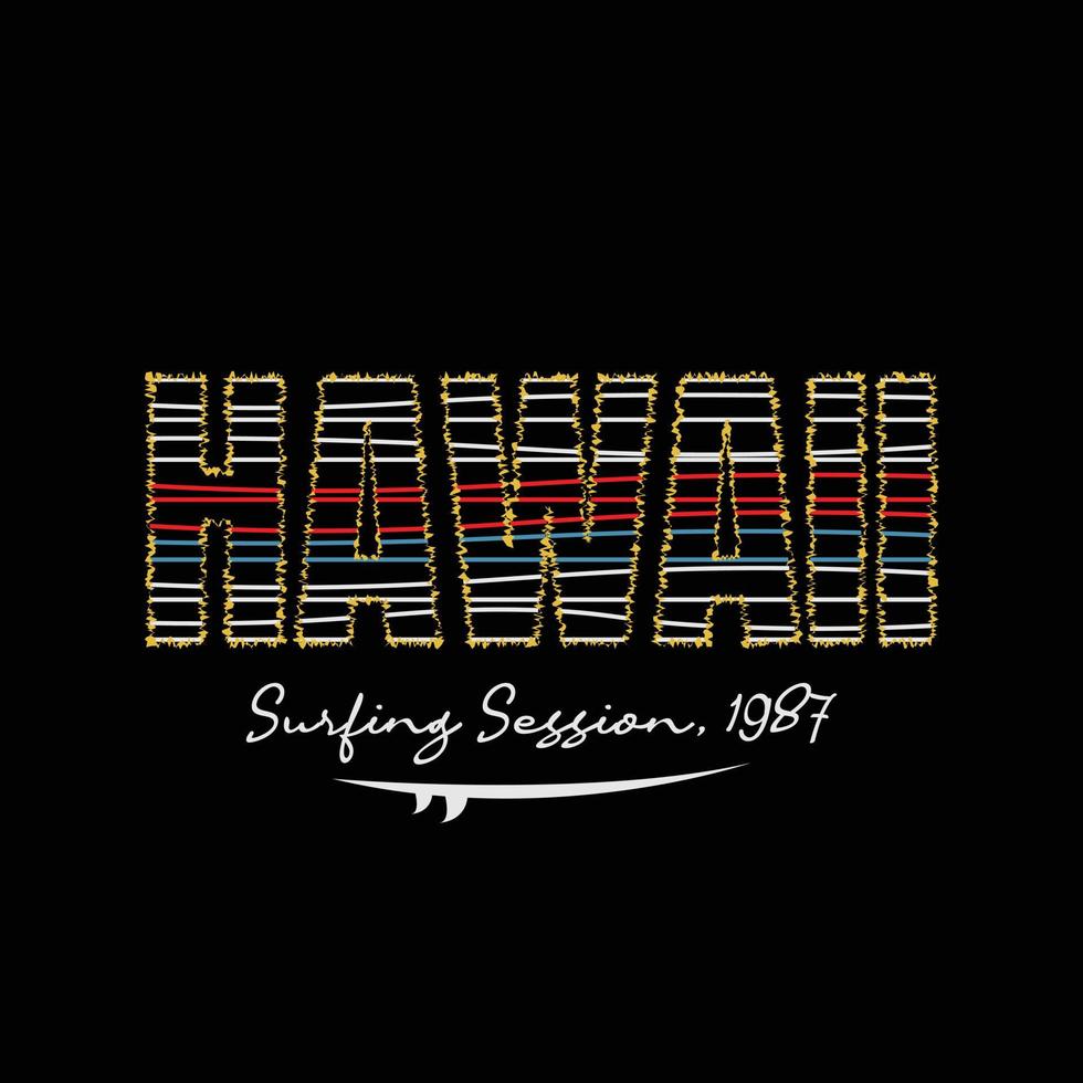 typographie illustration hawaï. parfait pour la conception de t-shirt vecteur