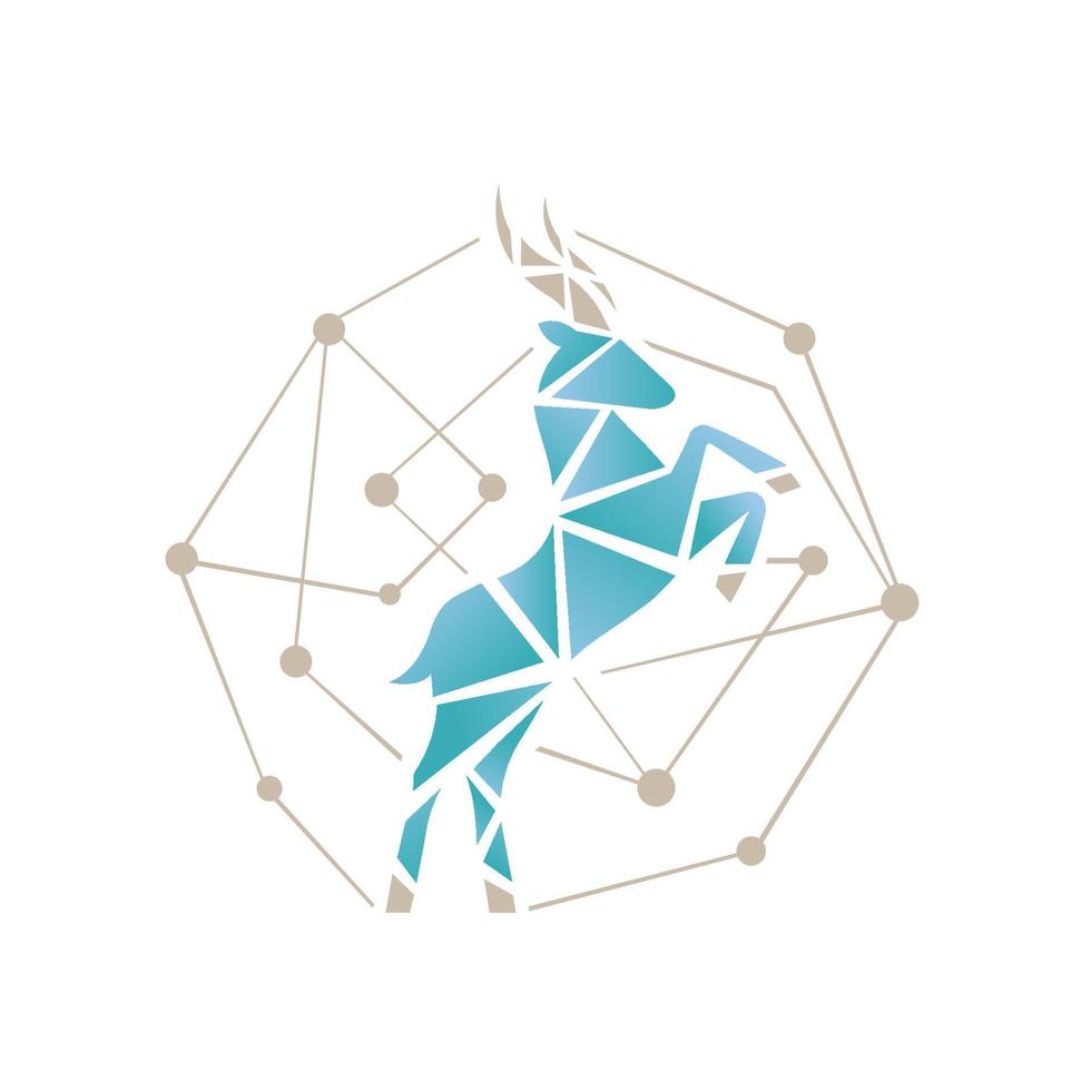 signe tech de l'antilope de chèvre debout bucks logo design illustration vectorielle vecteur