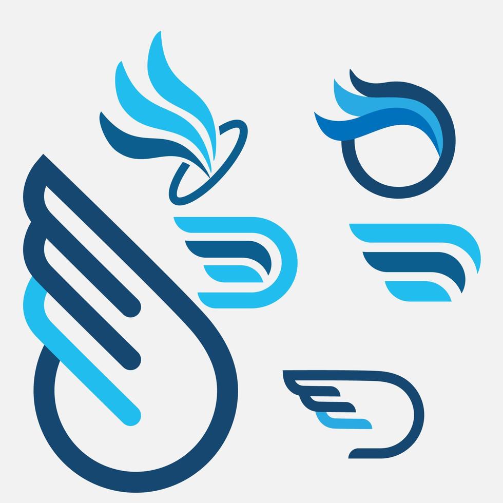 ensemble d'illustrations d'icône simple vecteur de conception de logo ailes moden