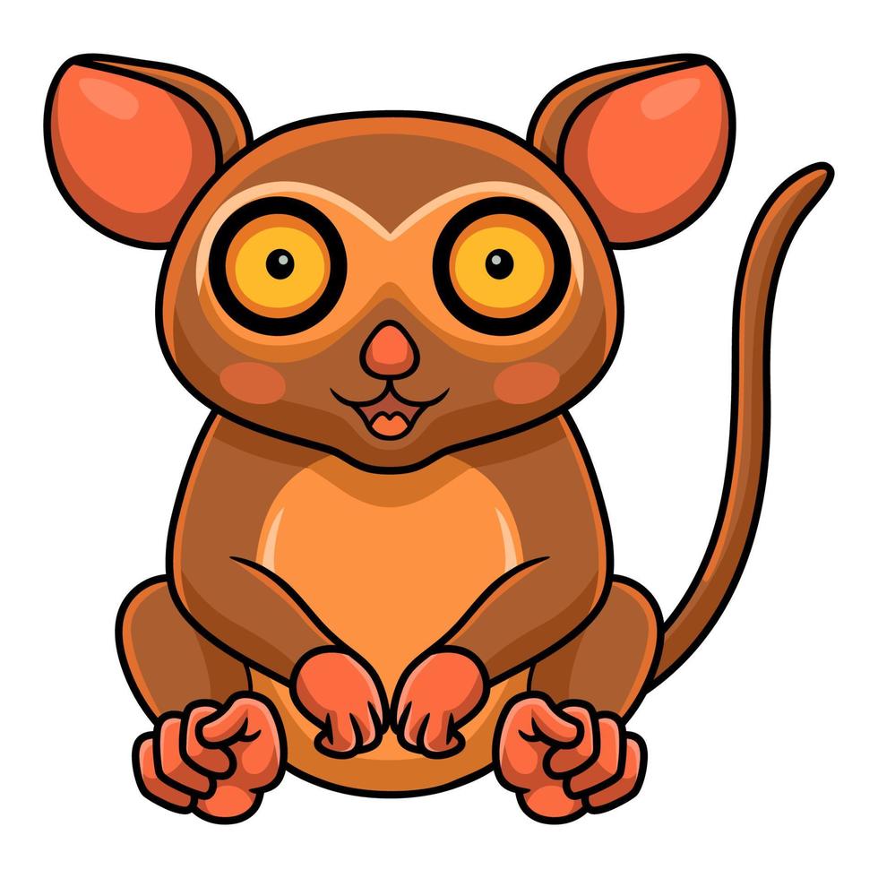 mignon petit dessin animé tarsier assis vecteur