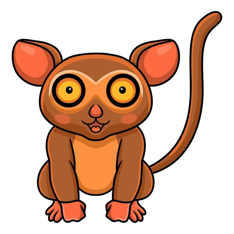 mignon petit dessin animé tarsier assis vecteur