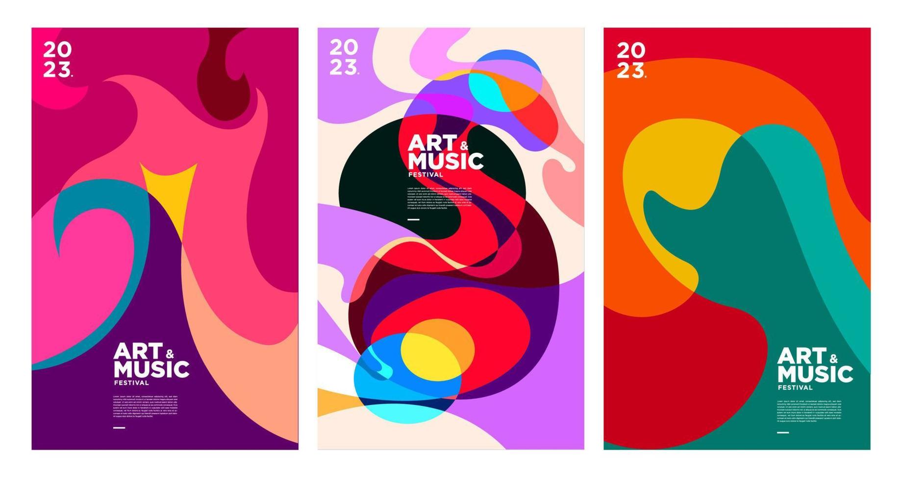 affiche et modèle de couverture du festival d'art et de musique coloré d'été 2023 vecteur