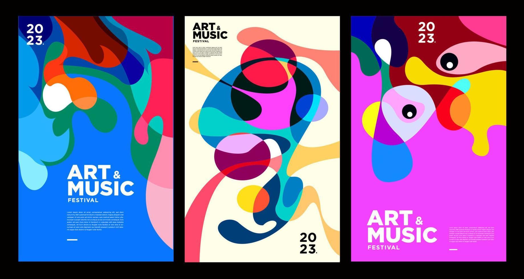 affiche et modèle de couverture du festival d'art et de musique coloré d'été 2023 vecteur