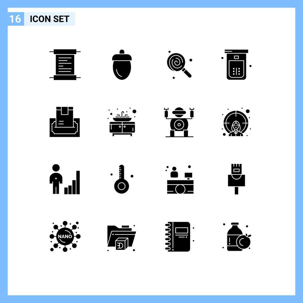 16 icônes créatives signes et symboles modernes d'acheter douche dessert nettoyage bain éléments de conception vectoriels modifiables vecteur