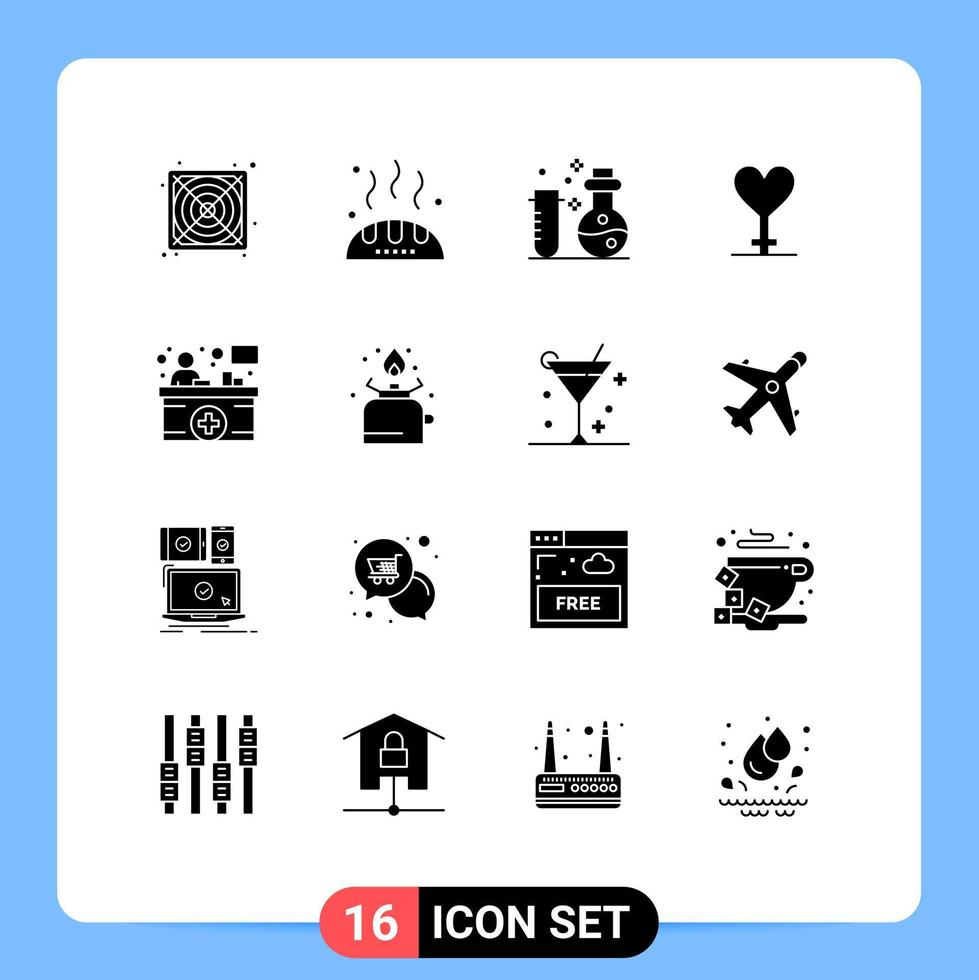 pack de 16 glyphes solides créatifs de compteur d'informations flacons de réception compteur éléments de conception vectoriels modifiables par sexe vecteur