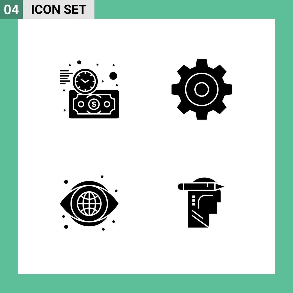 pack d'icônes vectorielles stock de 4 signes et symboles de ligne pour l'estimation du budget regarder le temps dessin tête éléments de conception vectoriels modifiables vecteur