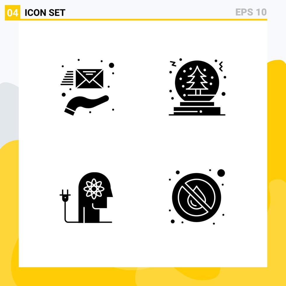 ensemble de 4 symboles d'icônes d'interface utilisateur modernes signes pour le support de capacité de courrier électronique connaissances en boule de neige éléments de conception vectoriels modifiables vecteur
