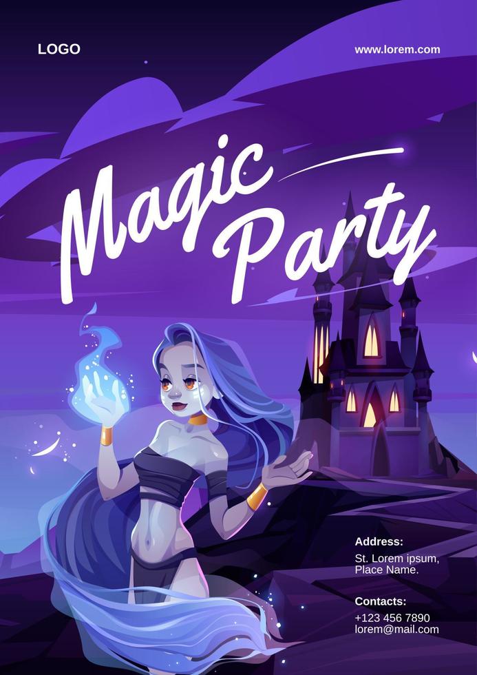 affiche de fête magique de dessin animé. illustration vectorielle. vecteur