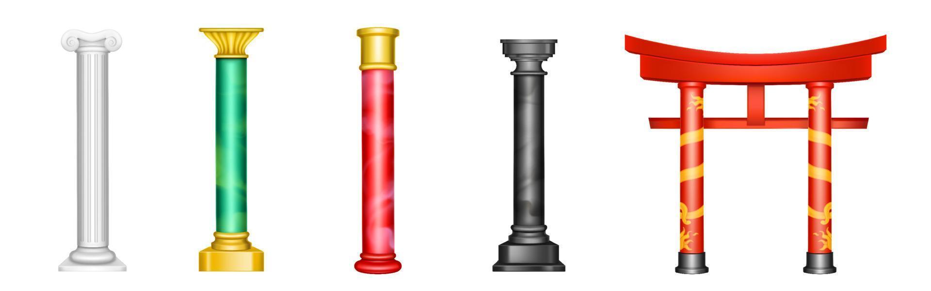piliers antiques, colonnes antiques à décor doré vecteur