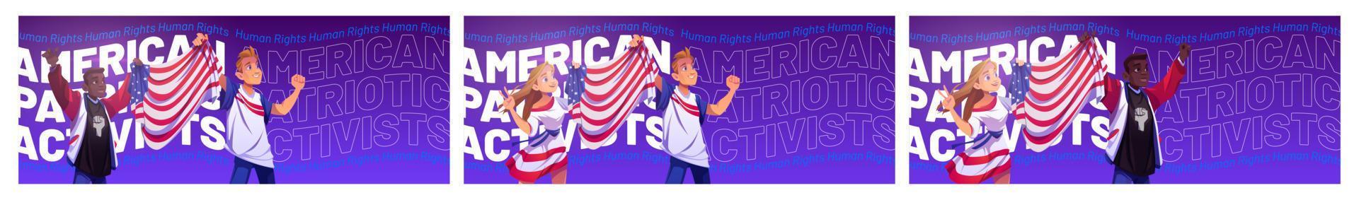 bannières de dessins animés sur les droits de l'homme, démonstration vecteur