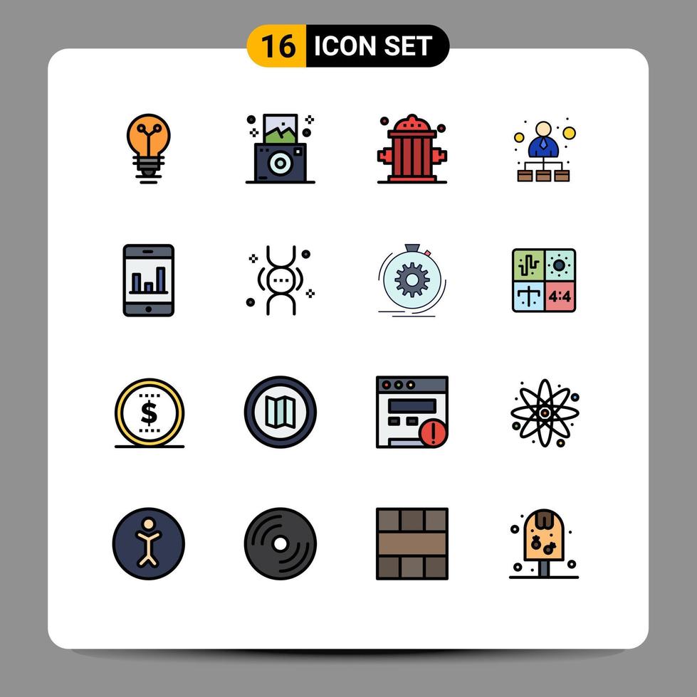 16 icônes créatives signes et symboles modernes de l'analyse des smartphones clipart réseau structure hiérarchique éléments de conception vectoriels créatifs modifiables vecteur