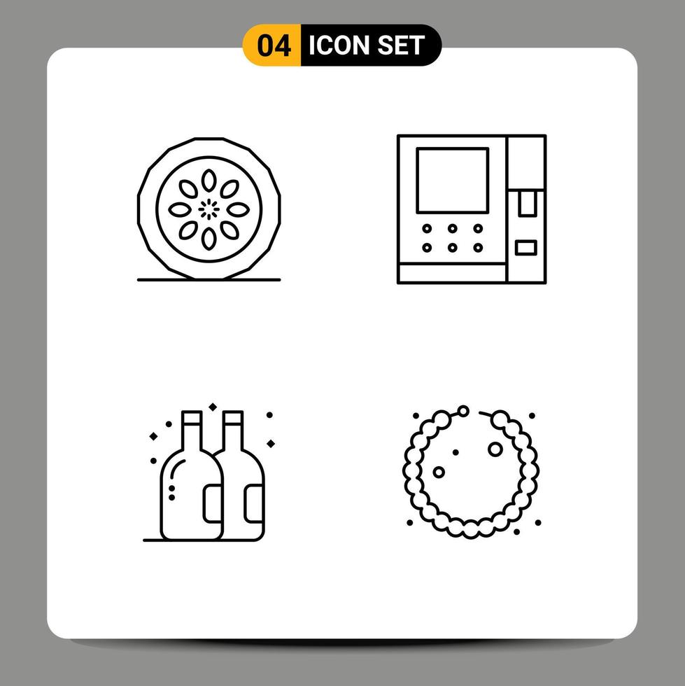 pack d'icônes vectorielles stock de 4 signes et symboles de ligne pour gâteau bouteille cuisine cash bracelet éléments de conception vectoriels modifiables vecteur