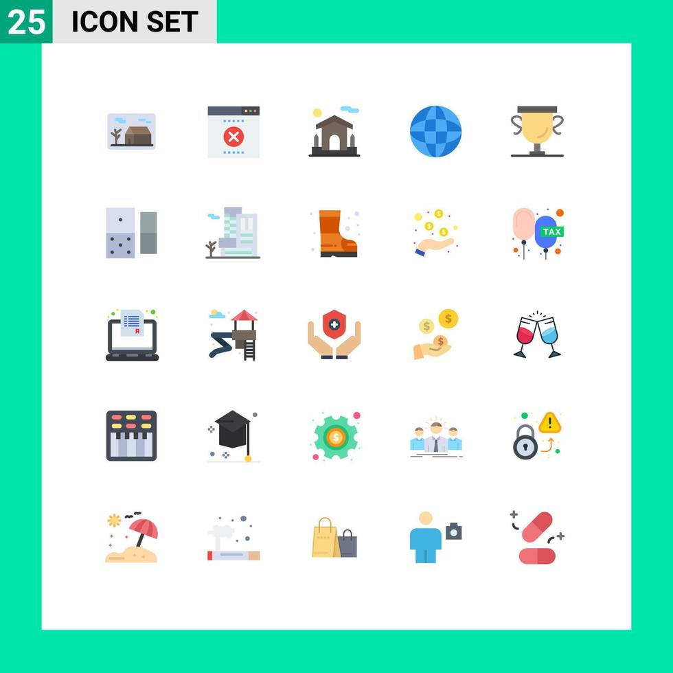 pack de 25 signes et symboles de couleurs plates modernes pour les supports d'impression Web tels que l'enseignement des récompenses vecteur