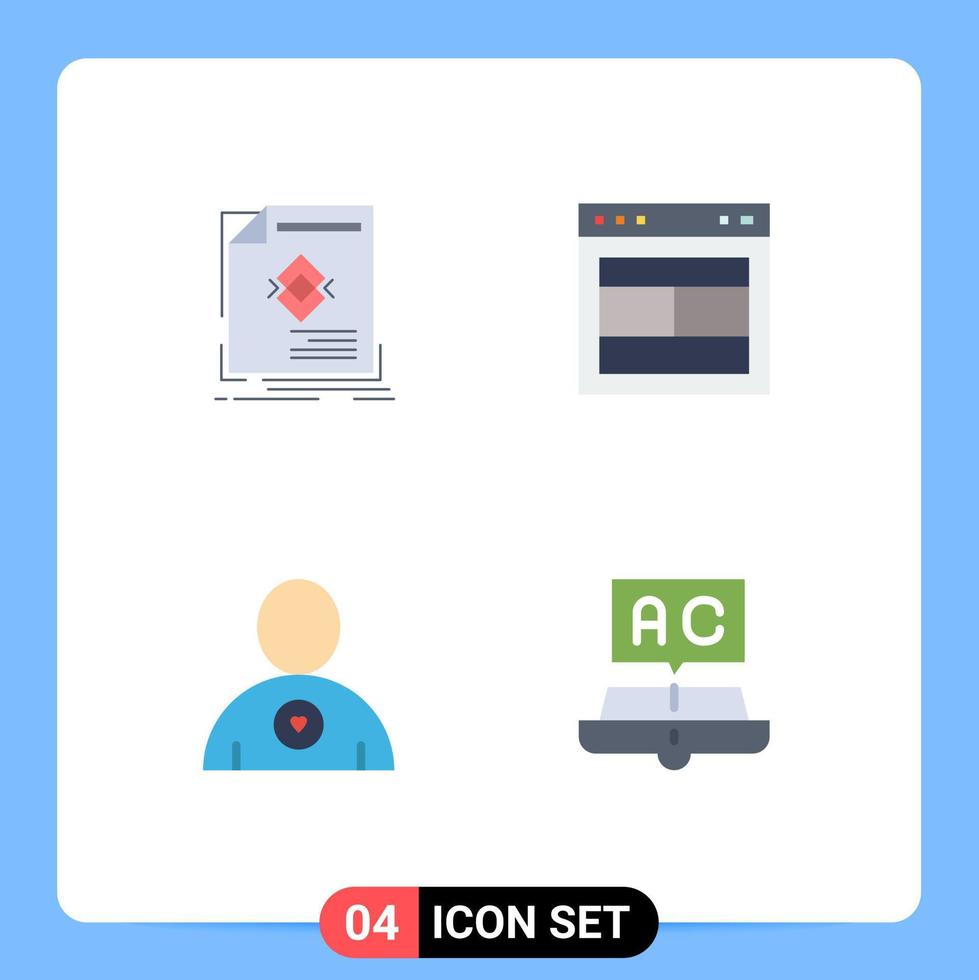 groupe de 4 icônes plates signes et symboles pour la mise en page du magazine du site Web publicitaire ami éléments de conception vectoriels modifiables vecteur