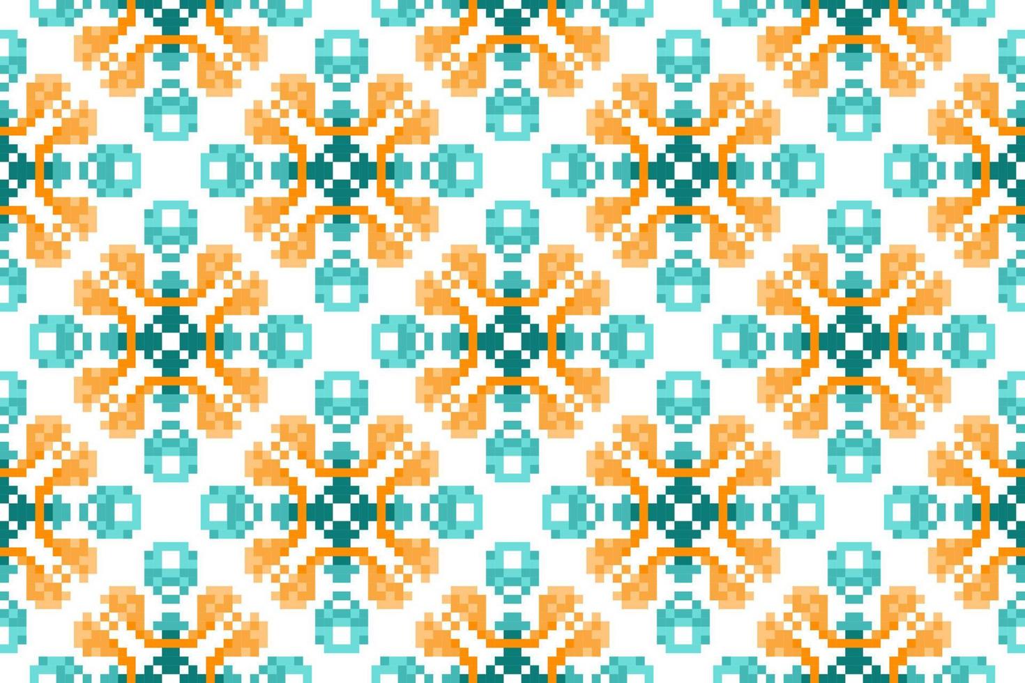 conception de décoration de modèle ethnique sans couture ikat. tapis en tissu aztèque boho mandalas textile décor papier peint. motif indigène tribal ornements broderie traditionnelle vecteur fond style pixel