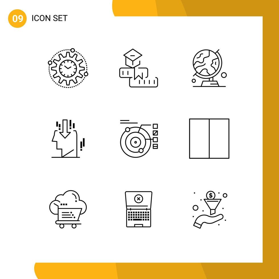 ensemble de 9 pack de contours commerciaux pour avis tête école table globe carte éléments de conception vectoriels modifiables vecteur