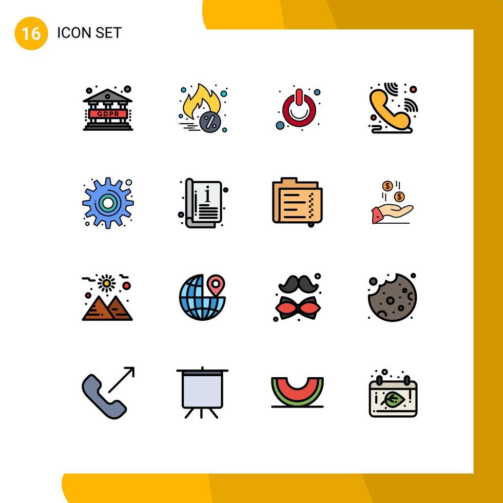 16 icônes créatives signes et symboles modernes de l'outil d'engrenage sur les éléments de conception vectoriels créatifs modifiables du helpdesk cog vecteur