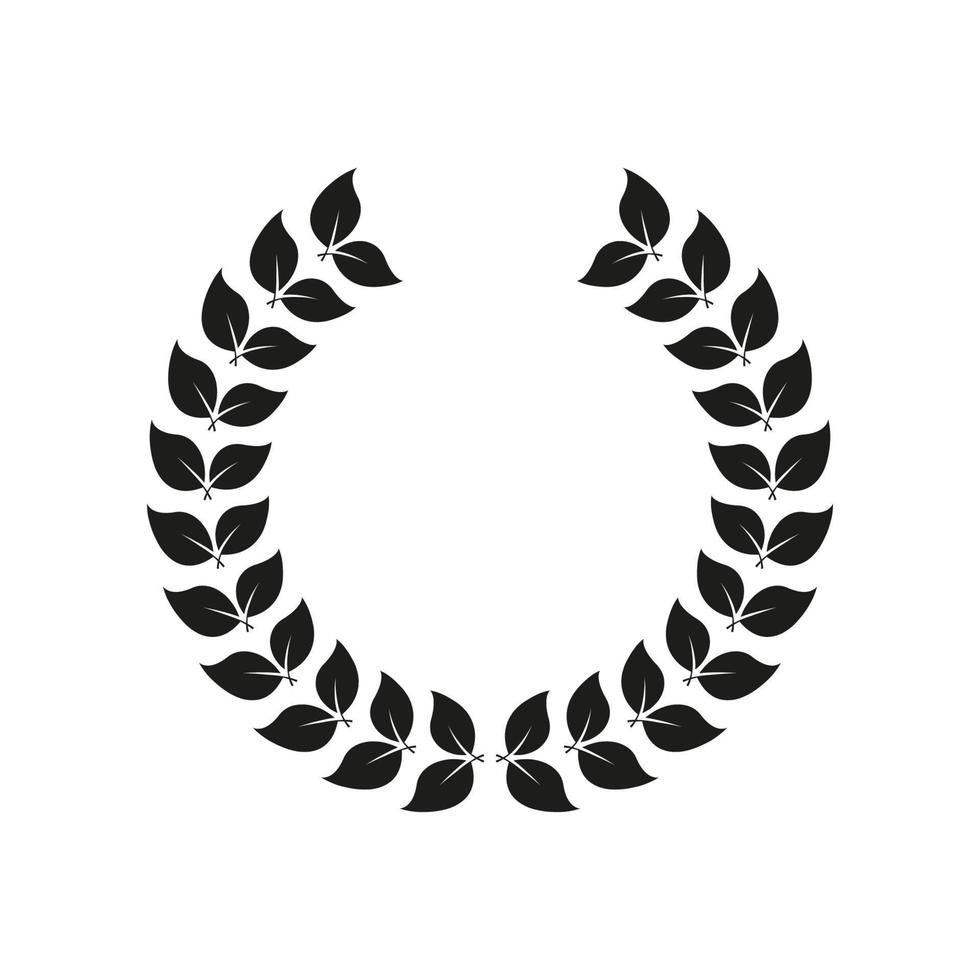 couronne de laurier récompense icône silhouette noire. trophée de branche de feuilles d'olivier pour le pictogramme de glyphe de leader. prix rond du chapelet pour l'emblème du gagnant. symbole de victoire de brindille de feuille. illustration vectorielle isolée. vecteur