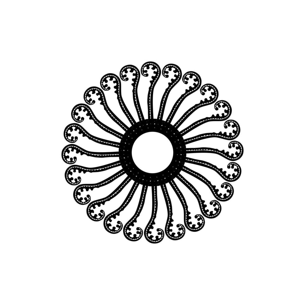 en forme de cercle fabriqué à partir de la composition de silhouette de plante de fougère. mandala contemporain moderne pour le logo, l'ornement, la décoration ou la conception graphique. illustration vectorielle vecteur