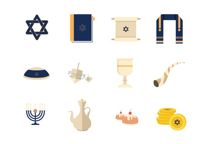 Tefillin et éléments vectoriels juifs vecteur