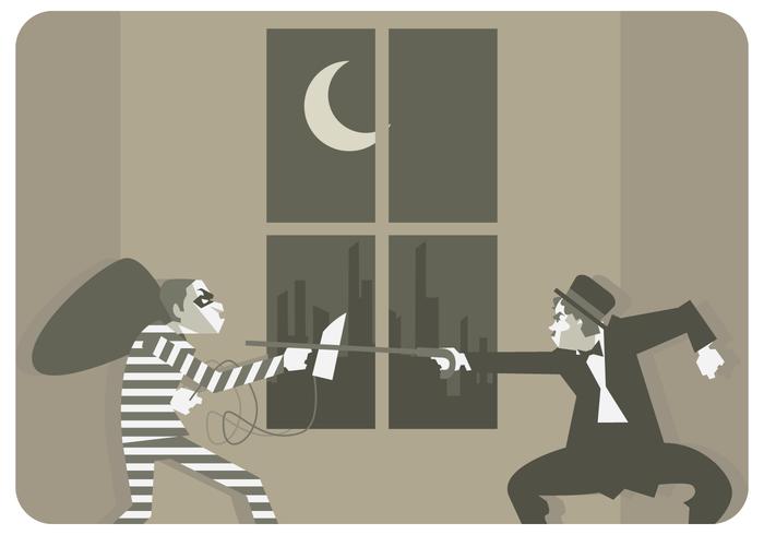 Charlie Chaplin VS Thief Vector