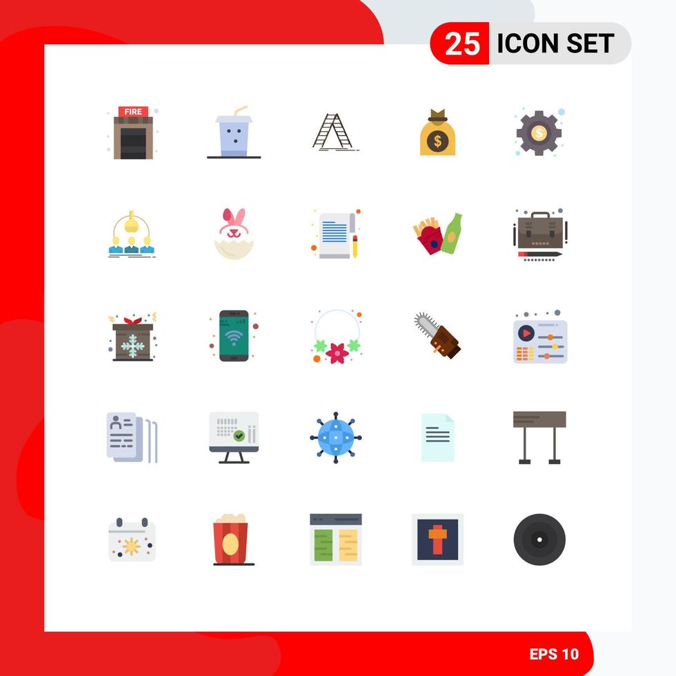 groupe de 25 signes et symboles de couleurs plates pour la gestion de la construction d'argent de laboratoire éléments de conception vectoriels modifiables vecteur