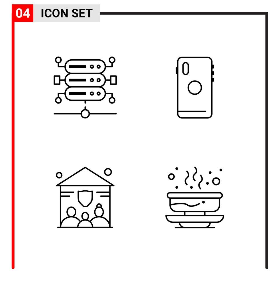 4 icônes générales pour la conception de sites Web d'impression et d'applications mobiles 4 signes de symboles de contour isolés sur fond blanc 4 pack d'icônes vecteur