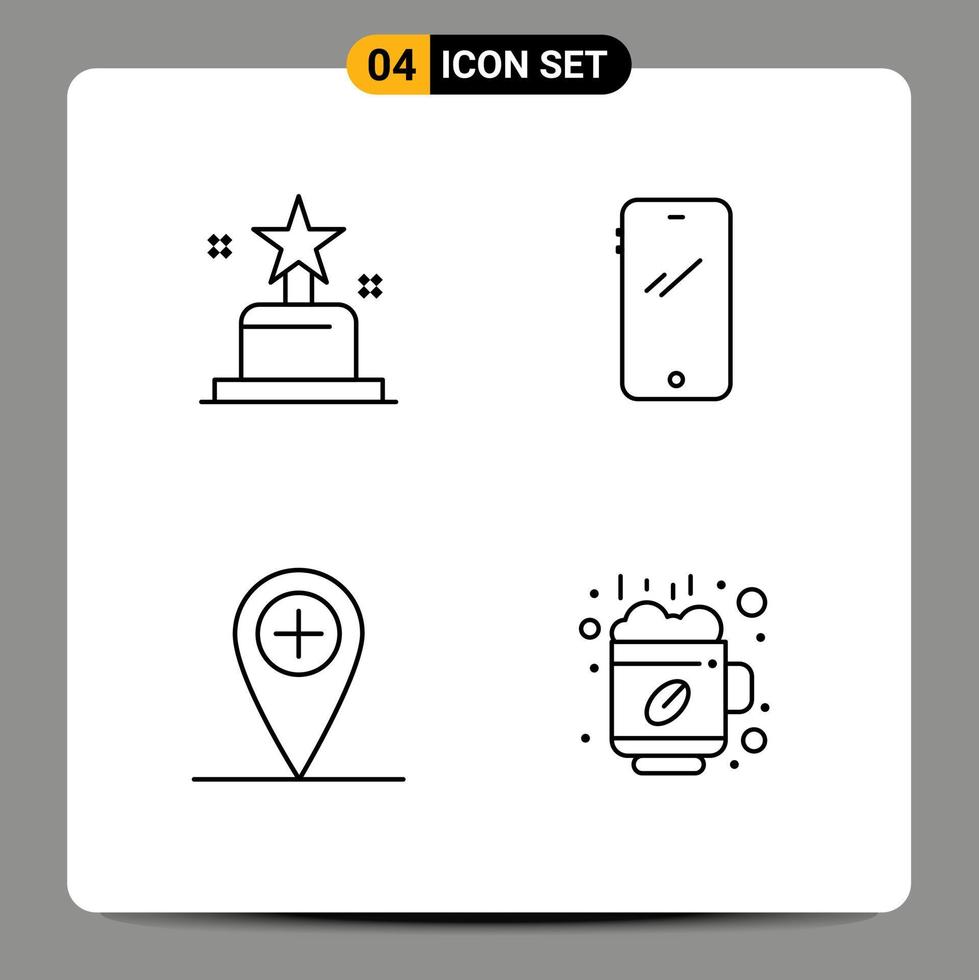 4 signes de ligne universels symboles de récompense plus téléphone android éléments de conception vectoriels modifiables à chaud vecteur