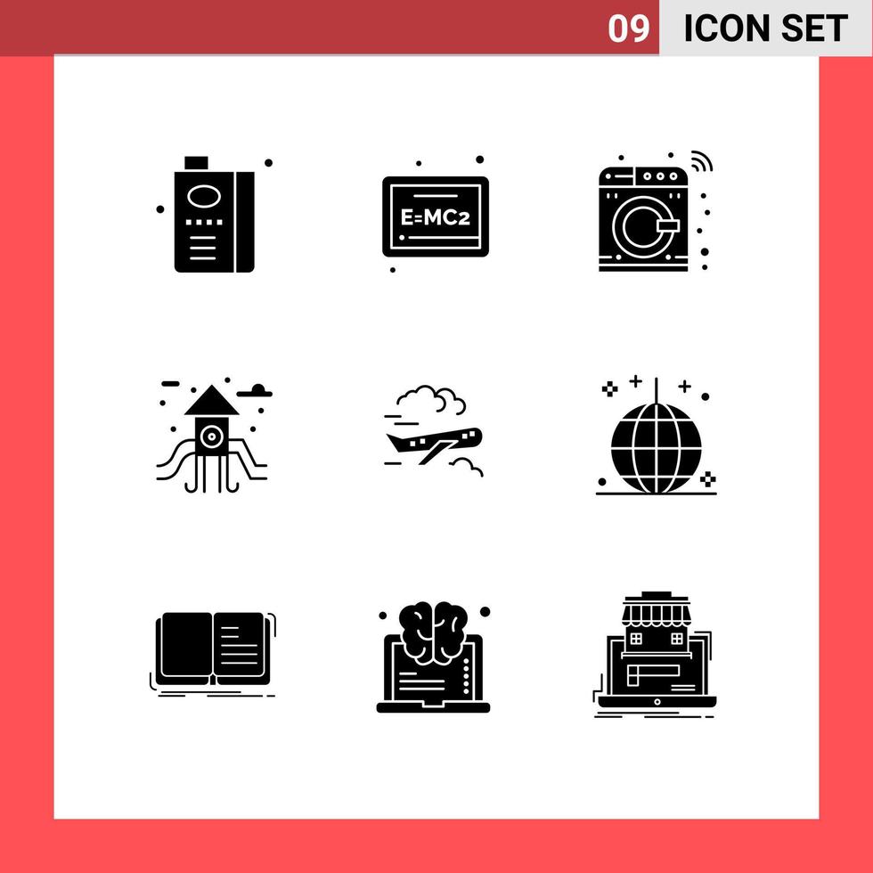 ensemble moderne de 9 glyphes et symboles solides tels que le contrôle aérien de l'avion jouer au sol ville éléments de conception vectoriels modifiables vecteur