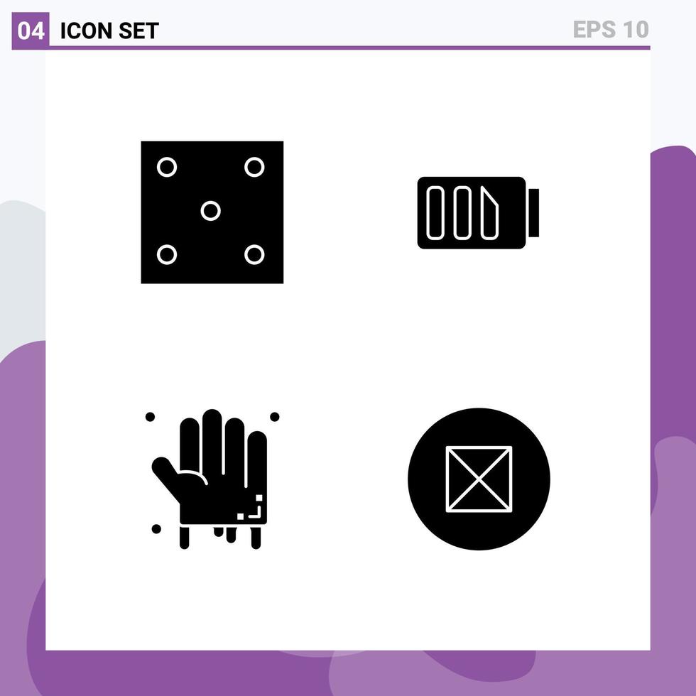 groupe de 4 signes et symboles de glyphes solides pour dés halloween sport électricité effrayant éléments de conception vectoriels modifiables vecteur