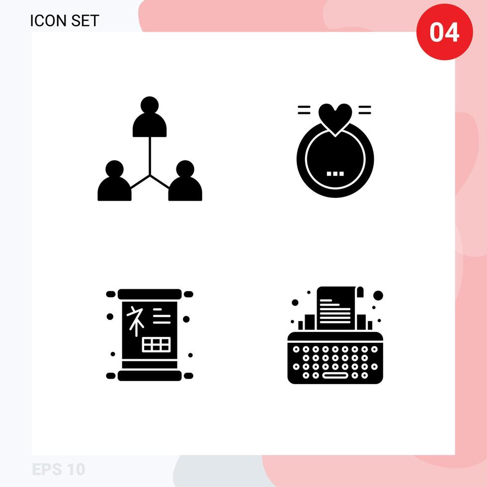 4 icônes créatives signes et symboles modernes du groupe chance utilisateur signe d'amour éléments de conception vectoriels modifiables vecteur