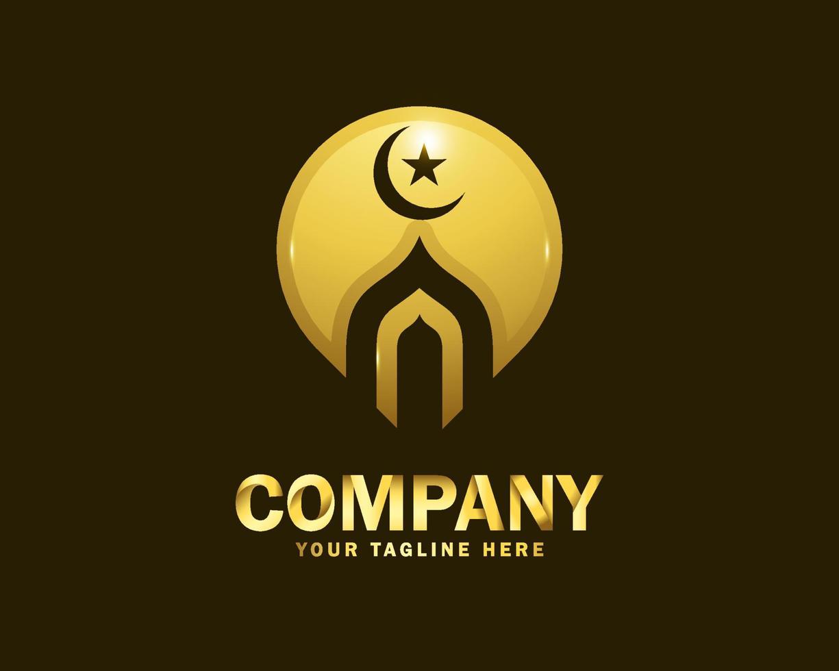modèle de conception de logo de point islamique d'or de luxe vecteur