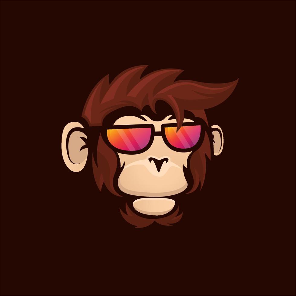 illustration de modèle de conception de logo de singe cool vecteur