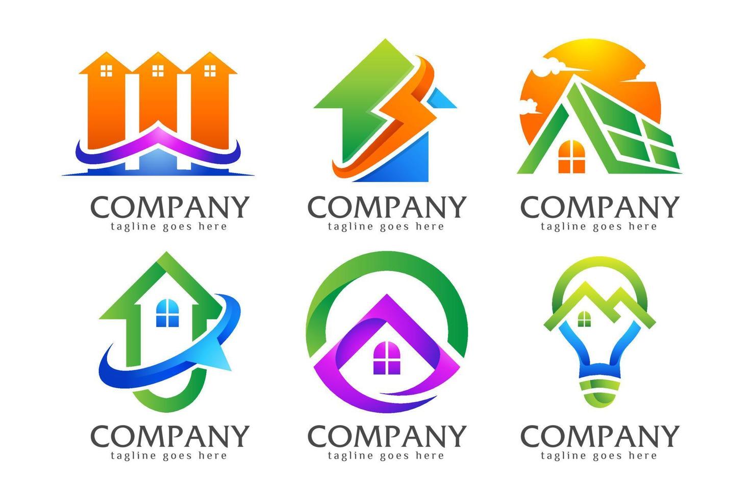 bundle collection de logos immobiliers créatifs vecteur