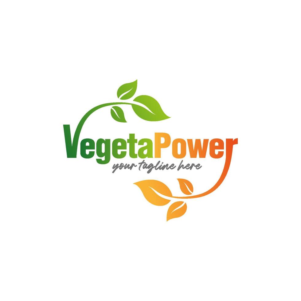 modèle de conception de logo de nutrition de puissance végétarienne vecteur