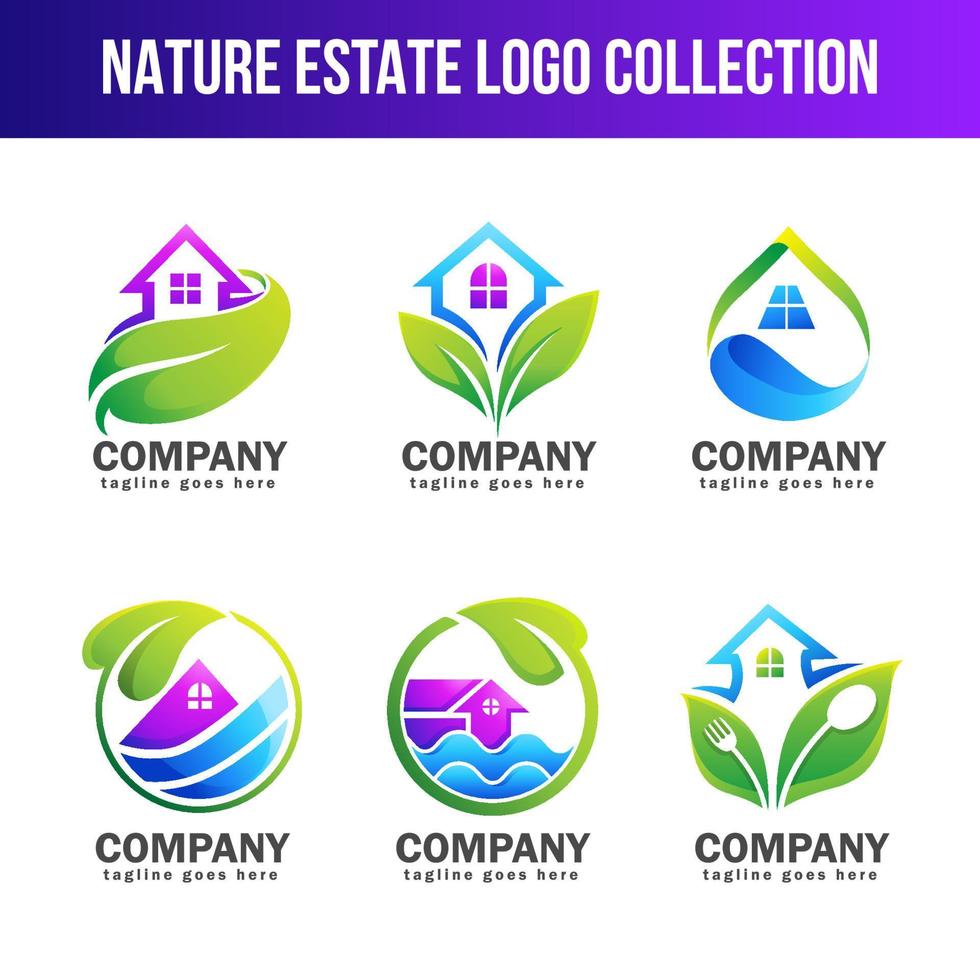 collection de modèle de logo immobilier nature vecteur