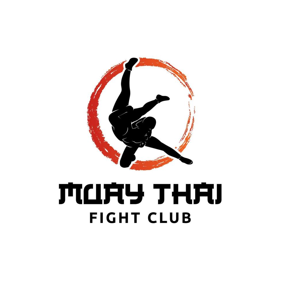 inspiration du modèle de conception de logo du club de combat muay thai vecteur