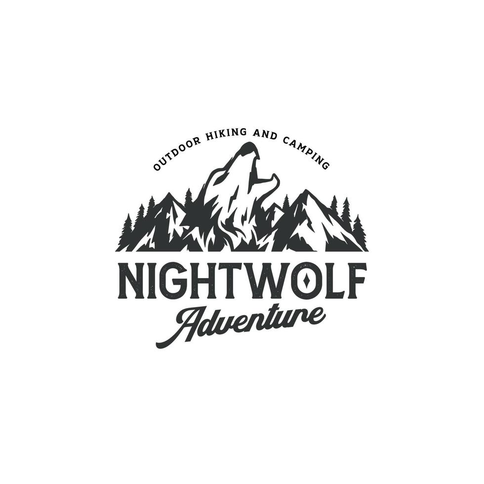 inspiration de modèle de conception de logo d'aventure de montagne de loup vecteur