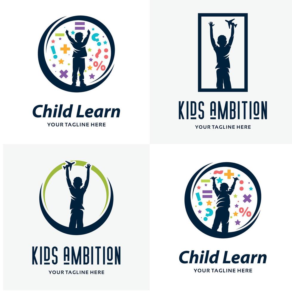 ensemble de modèles de conception de logo kids ambition vecteur