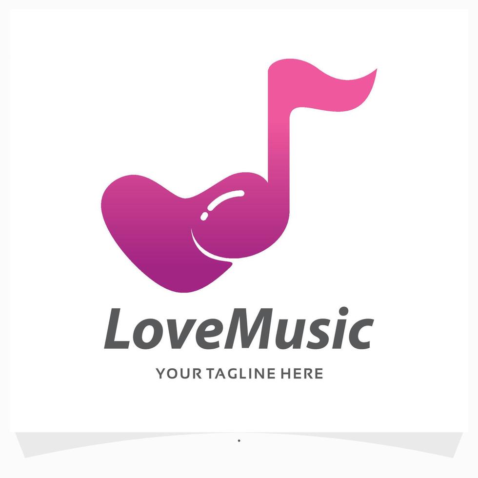 modèle de conception de logo de musique amour vecteur
