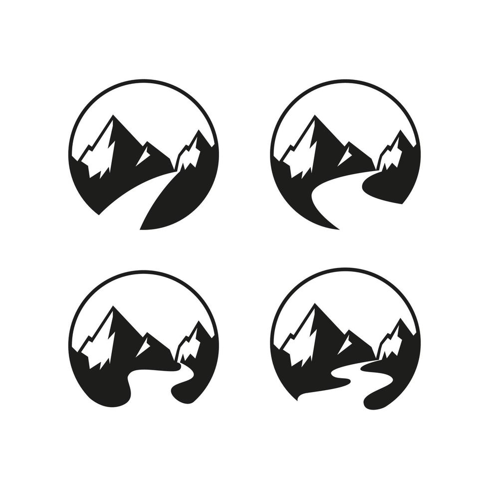 montagne noire avec jeu de logos de variations de route vecteur