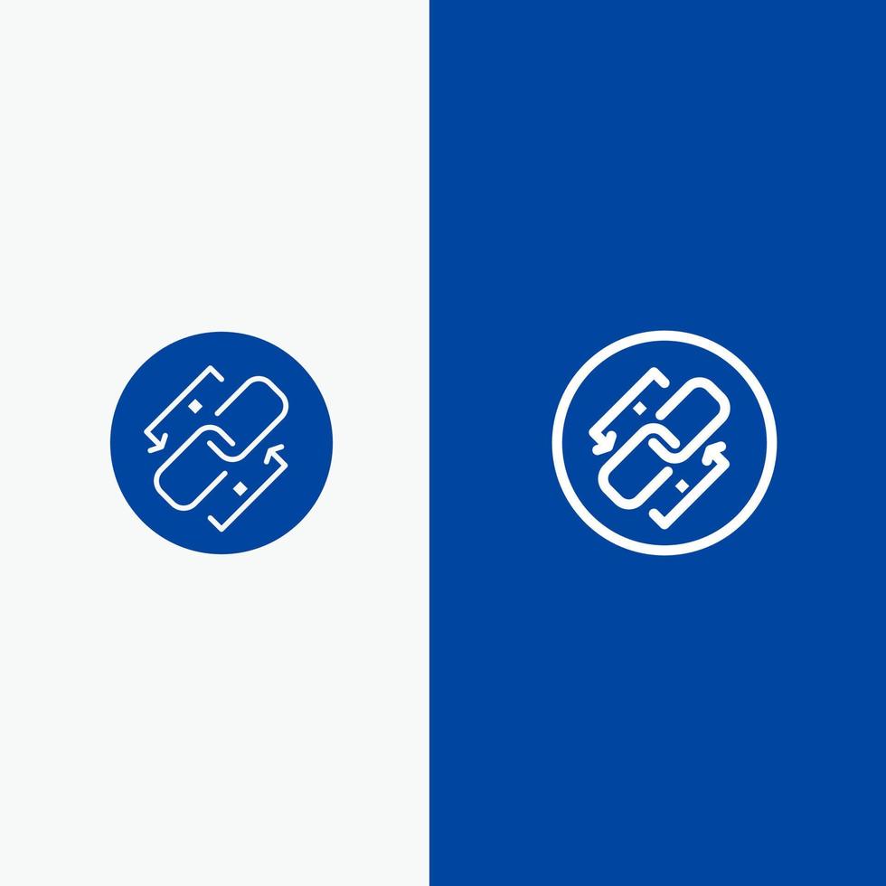lien chaîne url connexion lien ligne et glyphe icône solide bannière bleue ligne et glyphe icône solide bannière bleue vecteur
