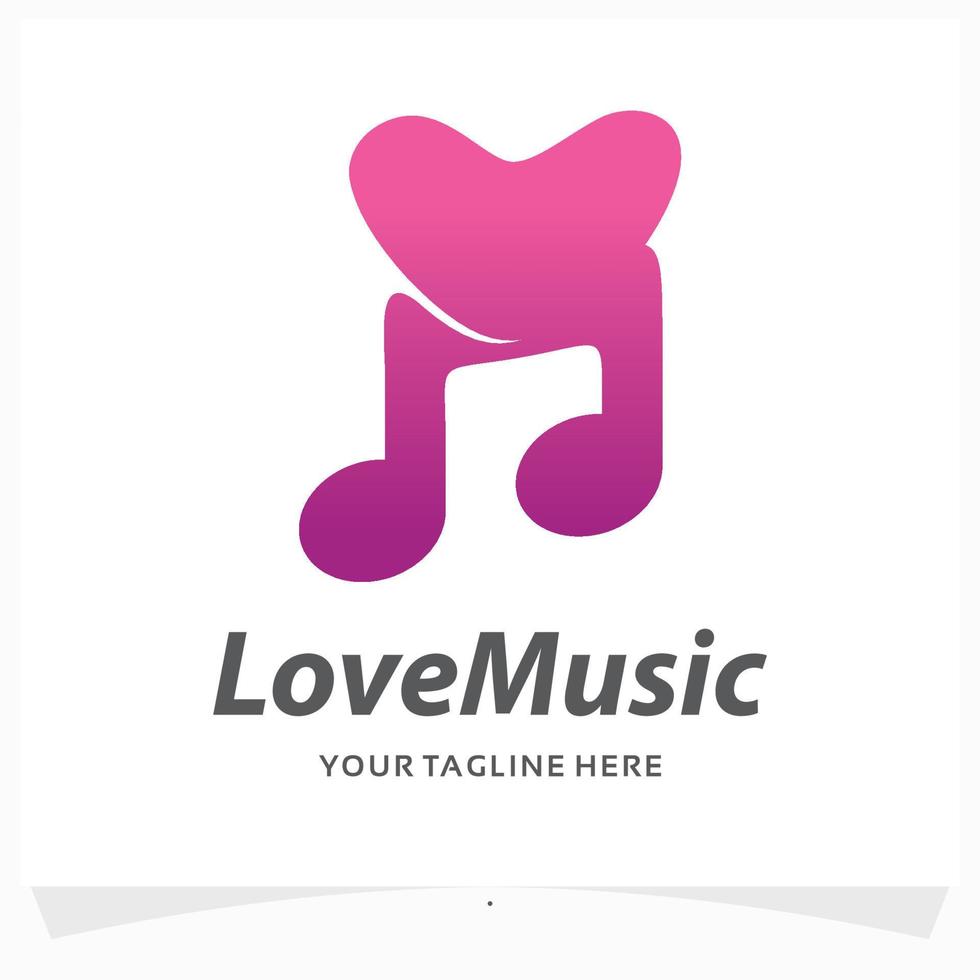 modèle de conception de logo de musique amour vecteur