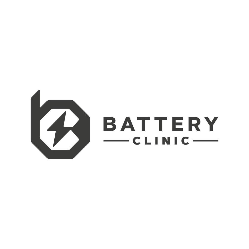 modèle de conception de logo de clinique de batterie moderne vecteur