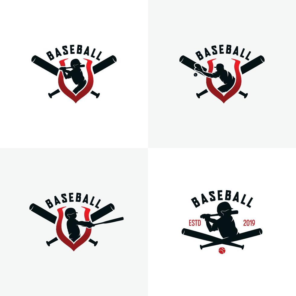 ensemble de modèles de conception de logo de baseball vecteur