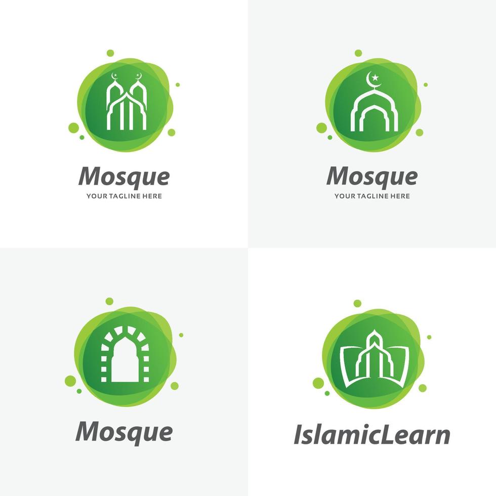 ensemble de modèles de conception de logo de mosquée islamique vecteur